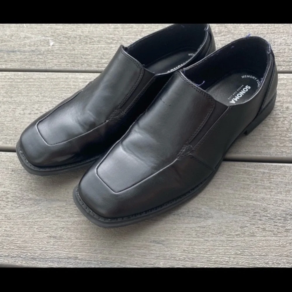 Sonoma Cristopher Boys Black Slip On Dress Shoes Size 6